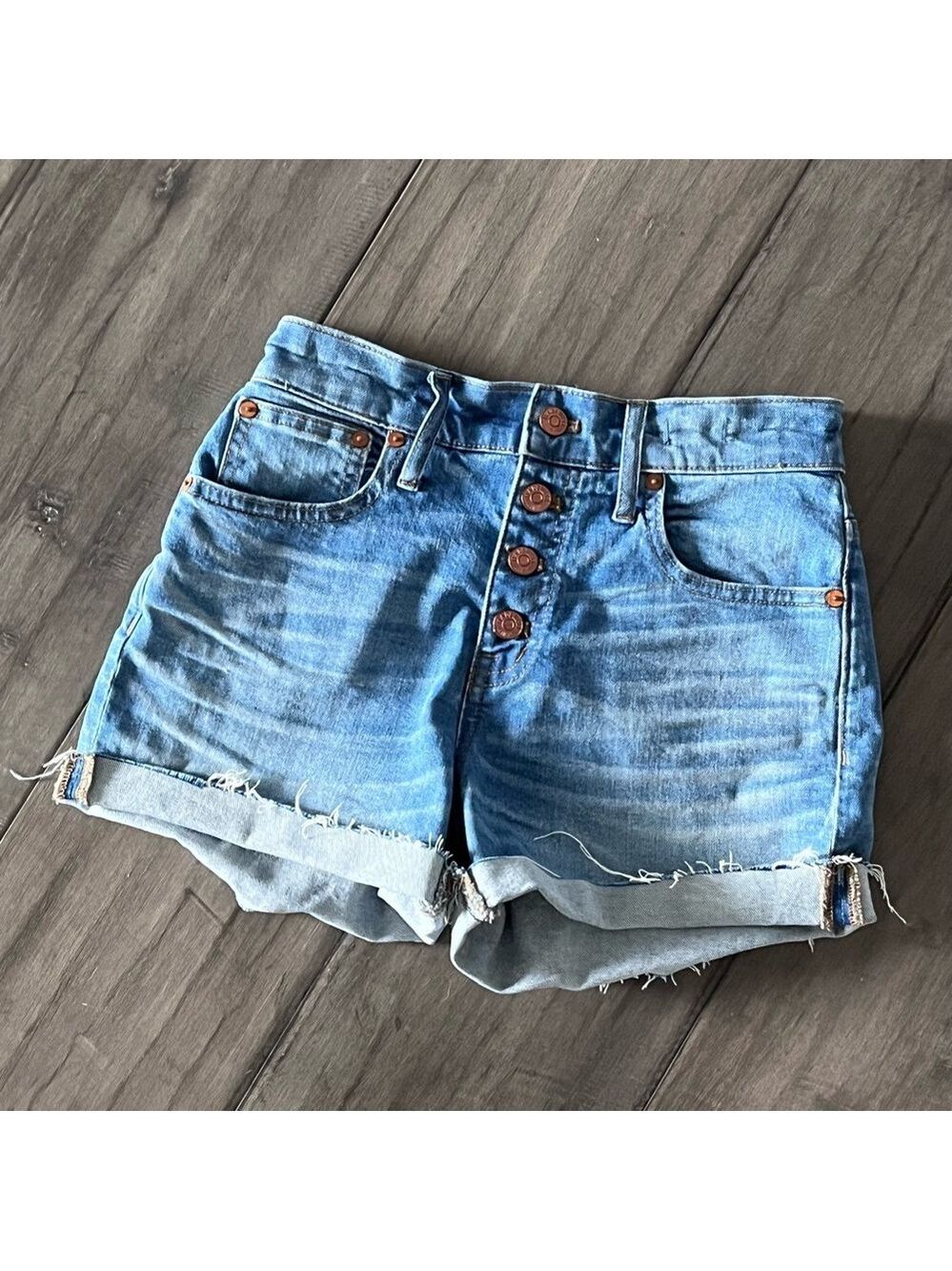 Madewell High Rise Button-Fly Denim Shorts - Size 24 - Picture 2 of 11